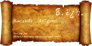 Baczkó Ágost névjegykártya